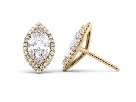 5 CTW Halo Stud Earrings Set With Marquise Lab Diamonds Cheap