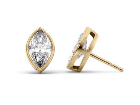 1 CTW Bezel Stud Earrings Set With Marquise Lab Diamonds Cheap