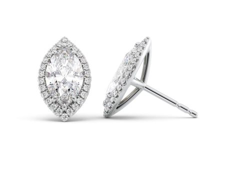 5 CTW Halo Stud Earrings Set With Marquise Lab Diamonds Discount