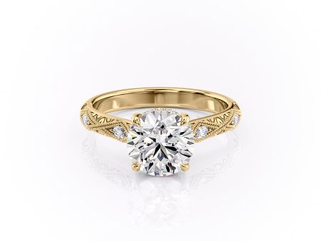 The Claudia Set With A 1.5 Carat Round Moissanite For Sale