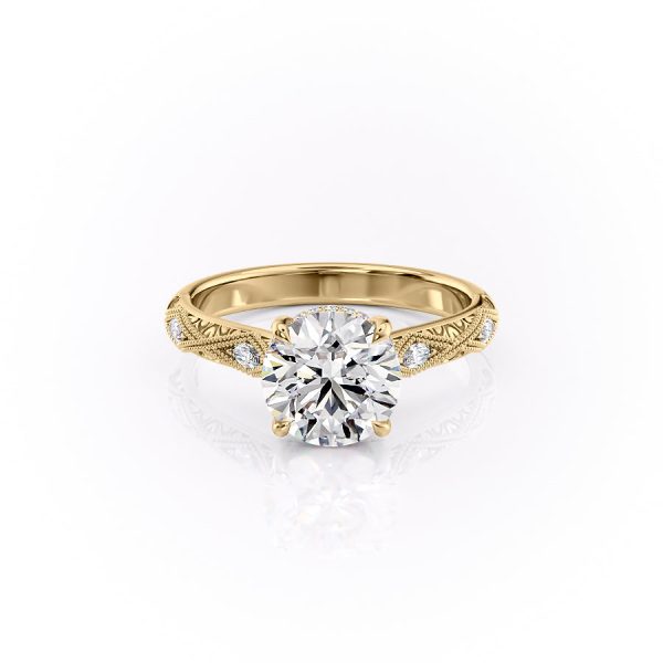 The Claudia Set With A 1.5 Carat Round Moissanite For Sale