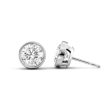 2 CTW Bezel Stud Earrings Set With Round Lab Diamonds Online Sale