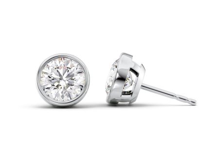 2 CTW Bezel Stud Earrings Set With Round Lab Diamonds Online Sale