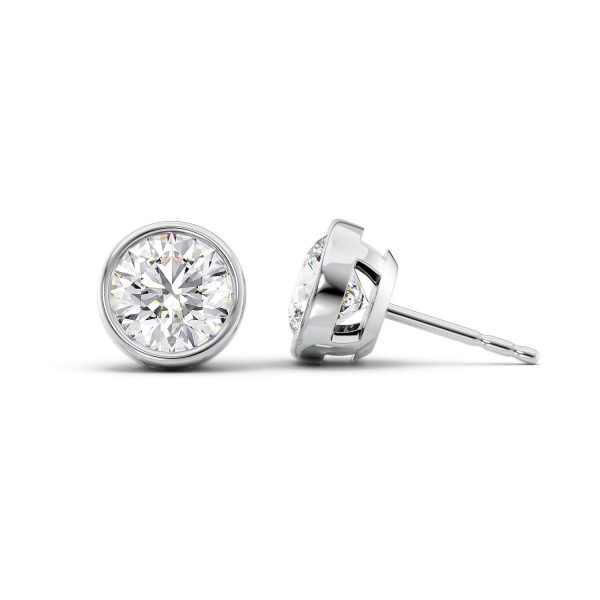 2 CTW Bezel Stud Earrings Set With Round Lab Diamonds Online Sale