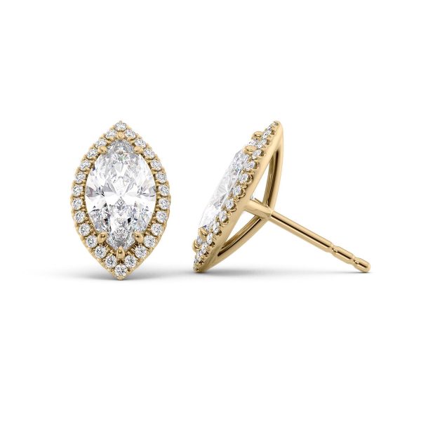 5 CTW Halo Stud Earrings Set With Marquise Lab Diamonds Online