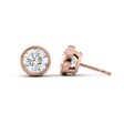 2 CTW Bezel Stud Earrings Set With Round Lab Diamonds For Discount