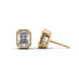 1 CTW Bezel Stud Earrings Set With Radiant Lab Diamonds Discount