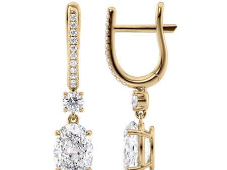 1 CTW Diamond Drop Earrings Set With Oval Lab Diamonds Sale