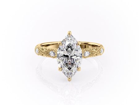 The Claudia Set With A 2 Carat Marquise Moissanite on Sale