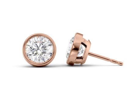 1 CTW Bezel Stud Earrings Set With Round Lab Diamonds on Sale