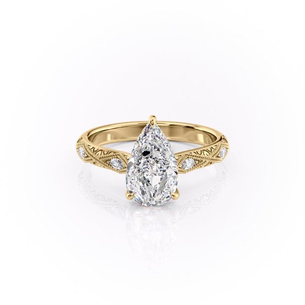 The Claudia Set With A 1.5 Carat Pear Moissanite Cheap