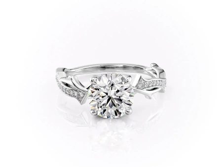 The Pave Twig Set With A 3 Carat Round Lab Diamond on Sale