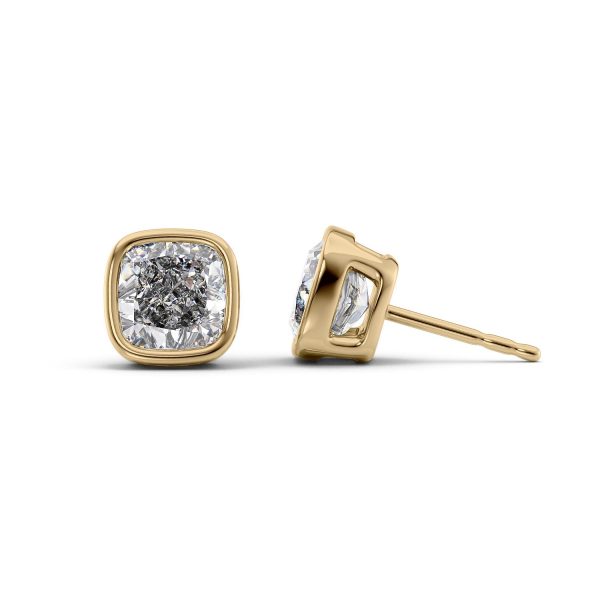 1 CTW Bezel Stud Earrings Set With Cushion Lab Diamonds Fashion