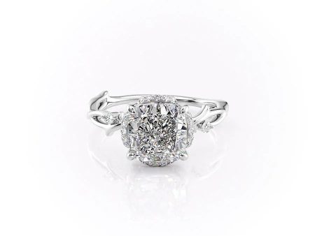 The Halo Twig Set With A 2 Carat Cushion Lab Diamond Online Hot Sale