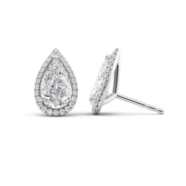 5 CTW Halo Stud Earrings Set With Pear Lab Diamonds For Discount