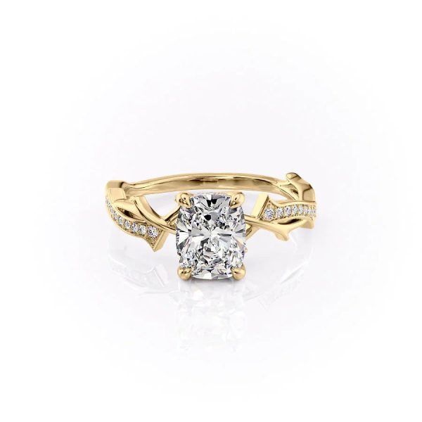 The Pave Twig Set With A 3 Carat Elongated Cushion Lab Diamond on Sale