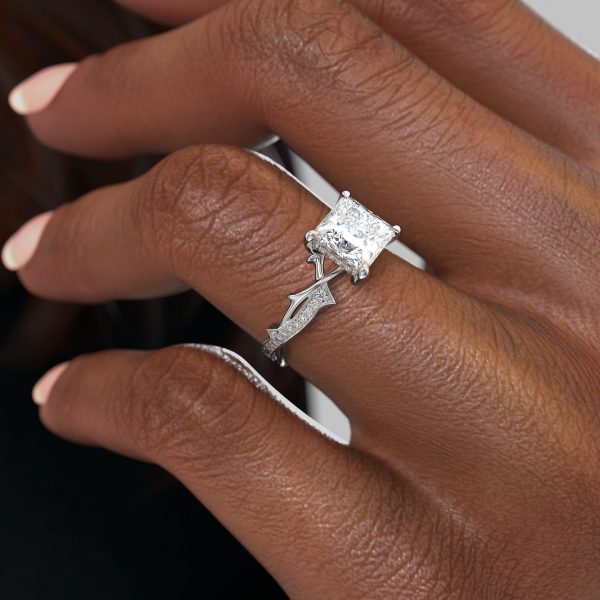 The Pave Twig Set With A 3 Carat Princess Lab Diamond Online Hot Sale