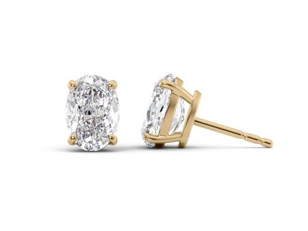 1 CTW Basket Stud Earrings Set With Oval Lab Diamonds Cheap