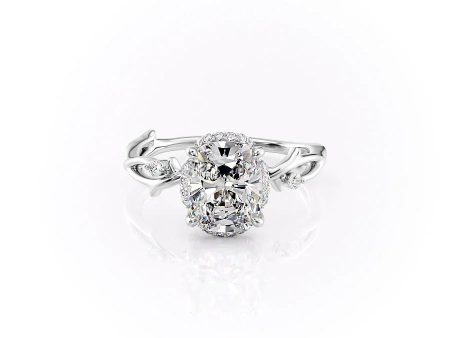 The Halo Twig Set With A 2.5 Carat Elongated Cushion Lab Diamond Hot on Sale