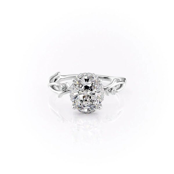 The Halo Twig Set With A 2.5 Carat Elongated Cushion Lab Diamond Hot on Sale