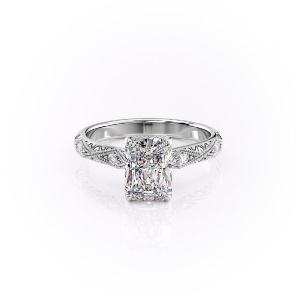 The Claudia Set With A 2.5 Carat Radiant Moissanite For Sale