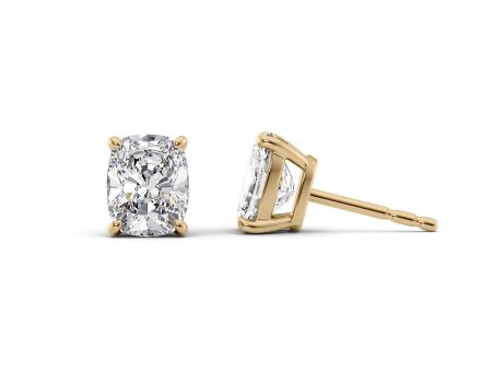 1 CTW Basket Stud Earrings Set With Elongated Cushion Lab Diamonds on Sale