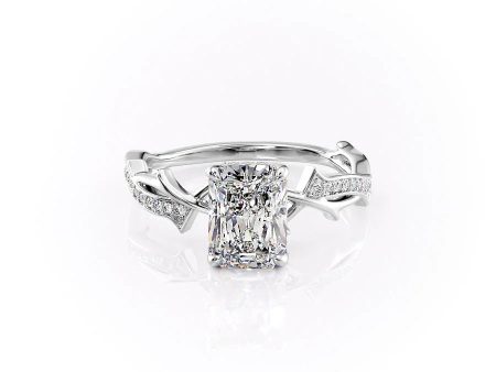 The Pave Twig Set With A 1.5 Carat Radiant Lab Diamond on Sale