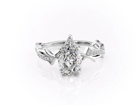 The Pave Twig Set With A 3 Carat Pear Lab Diamond Online Hot Sale