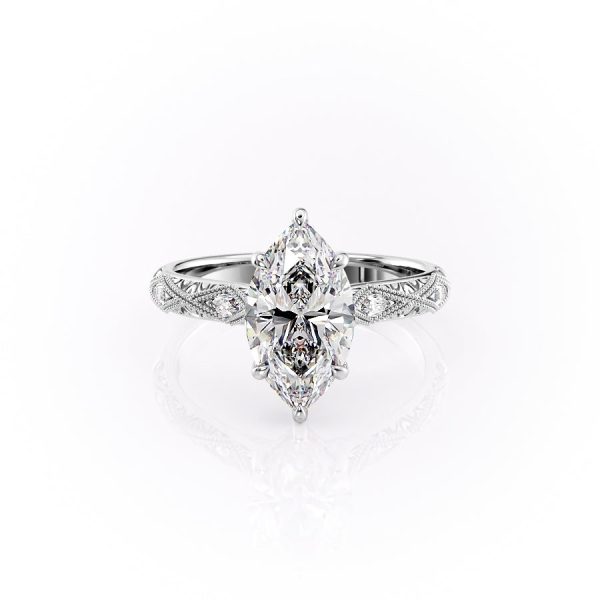 The Claudia Set With A 1.5 Carat Marquise Lab Diamond For Discount