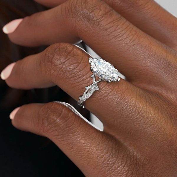 The Pave Twig Set With A 3 Carat Marquise Lab Diamond For Discount