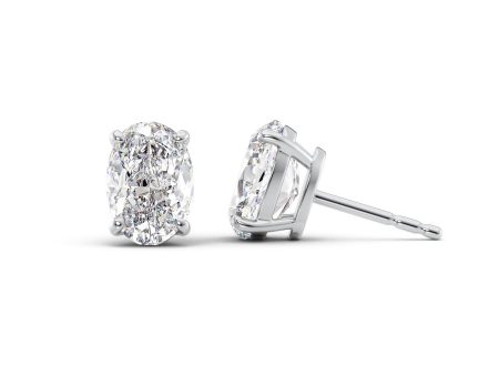 1 CTW Basket Stud Earrings Set With Oval Lab Diamonds Online now