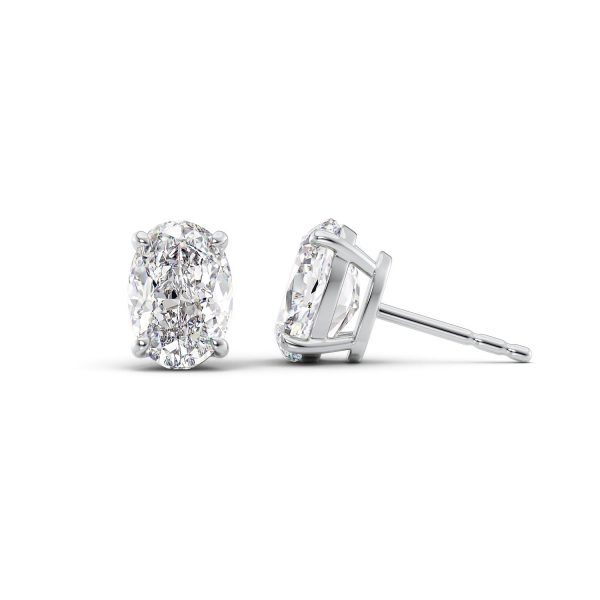 1 CTW Basket Stud Earrings Set With Oval Lab Diamonds Online now