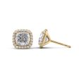 5 CTW Halo Stud Earrings Set With Cushion Lab Diamonds on Sale