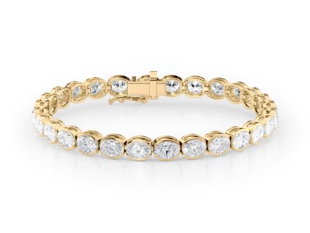 East West Half Bezel Oval Tennis Bracelet For Sale