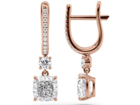 1 CTW Diamond Drop Earrings Set With Cushion Lab Diamonds For Cheap