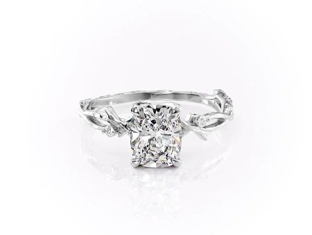 The Textured Twig Set With A 2.5 Carat Elongated Cushion Lab Diamond For Cheap