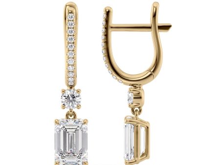 1 CTW Diamond Drop Earrings Set With Emerald Lab Diamonds For Cheap