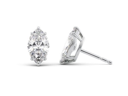 1 CTW Basket Stud Earrings Set With Marquise Lab Diamonds Supply