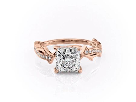 The Pave Twig Set With A 2.5 Carat Princess Lab Diamond Online Hot Sale