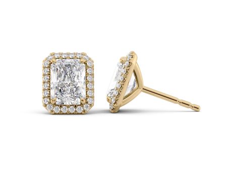 5 CTW Halo Stud Earrings Set With Radiant Lab Diamonds Online Sale