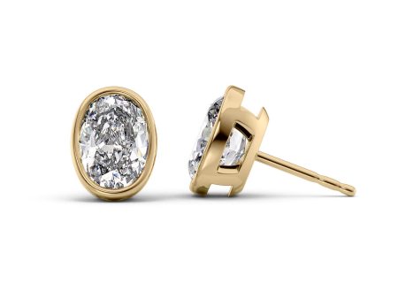 1 CTW Bezel Stud Earrings Set With Oval Lab Diamonds Online