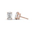 1 CTW Basket Stud Earrings Set With Oval Lab Diamonds For Discount