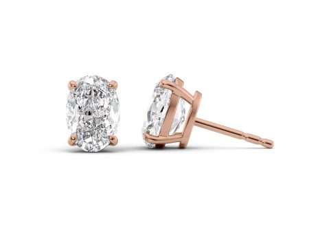 1 CTW Basket Stud Earrings Set With Oval Lab Diamonds For Discount