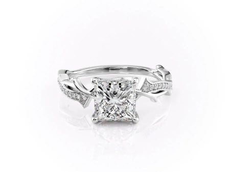 The Pave Twig Set With A 3 Carat Princess Lab Diamond Online Hot Sale