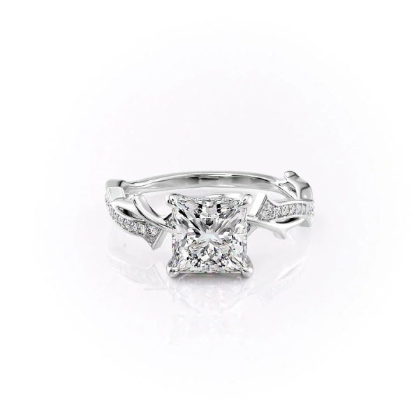 The Pave Twig Set With A 3 Carat Princess Lab Diamond Online Hot Sale