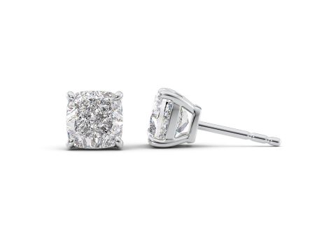 1 CTW Basket Stud Earrings Set With Cushion Lab Diamonds Online Sale