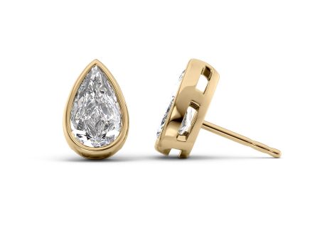 1 CTW Bezel Stud Earrings Set With Pear Lab Diamonds Supply