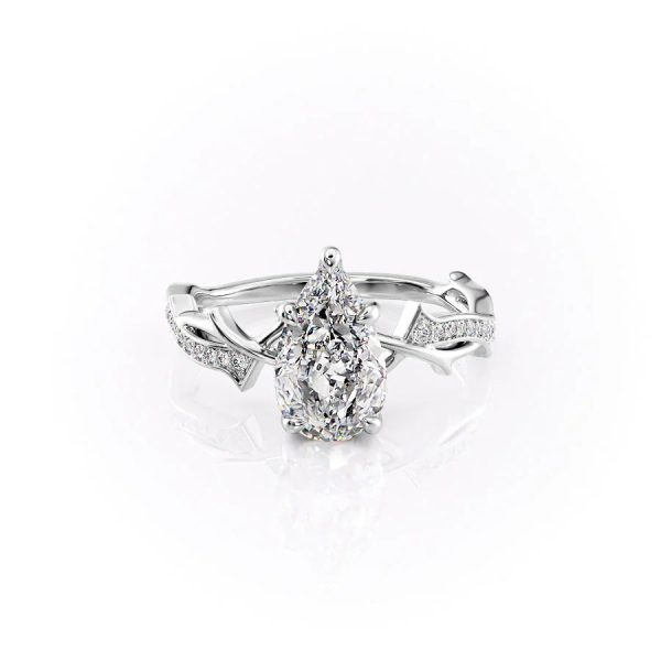 The Pave Twig Set With A 1.5 Carat Pear Lab Diamond Hot on Sale