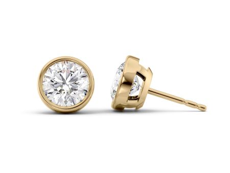 1 CTW Bezel Stud Earrings Set With Round Lab Diamonds For Cheap