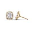 5 CTW Halo Stud Earrings Set With Elongated Cushion Lab Diamonds on Sale